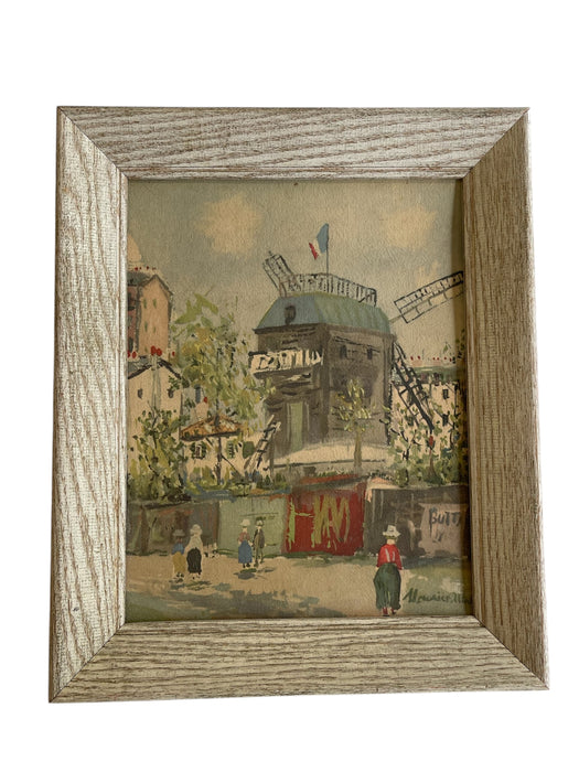 Vintage Paris Street Scene Textured Print of Moulin de la Galette by Maurice Utrillo,Framed