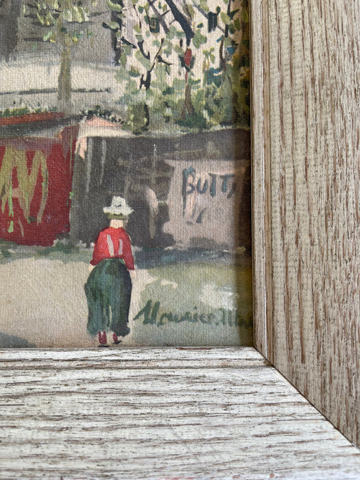 Vintage Paris Street Scene Textured Print of Moulin de la Galette by Maurice Utrillo,Framed