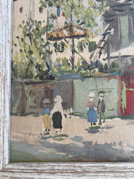 Vintage Paris Street Scene Textured Print of Moulin de la Galette by Maurice Utrillo,Framed