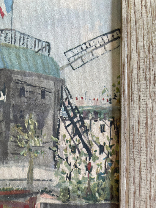 Vintage Paris Street Scene Textured Print of Moulin de la Galette by Maurice Utrillo,Framed