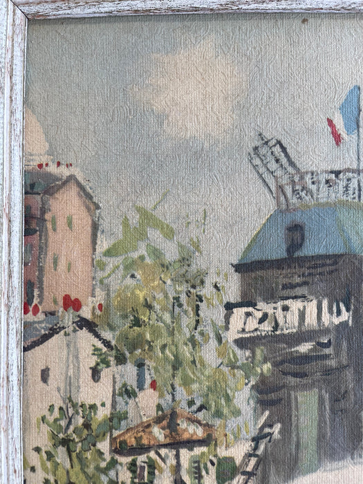 Vintage Paris Street Scene Textured Print of Moulin de la Galette by Maurice Utrillo,Framed