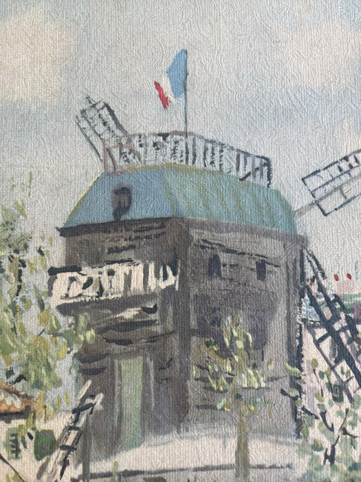 Vintage Paris Street Scene Textured Print of Moulin de la Galette by Maurice Utrillo,Framed