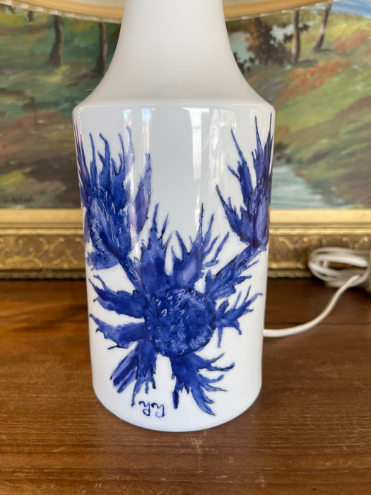 Mid-Century Hand-Painted Thistle Lamp Royal Copenhagen Aluminia, Denmark
