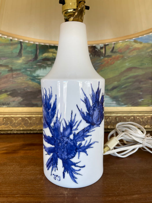 Mid-Century Hand-Painted Thistle Lamp Royal Copenhagen Aluminia, Denmark