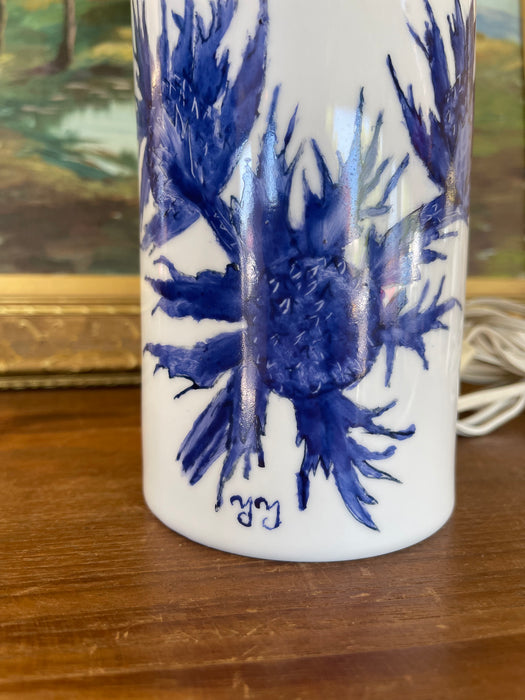 Mid-Century Hand-Painted Thistle Lamp Royal Copenhagen Aluminia, Denmark