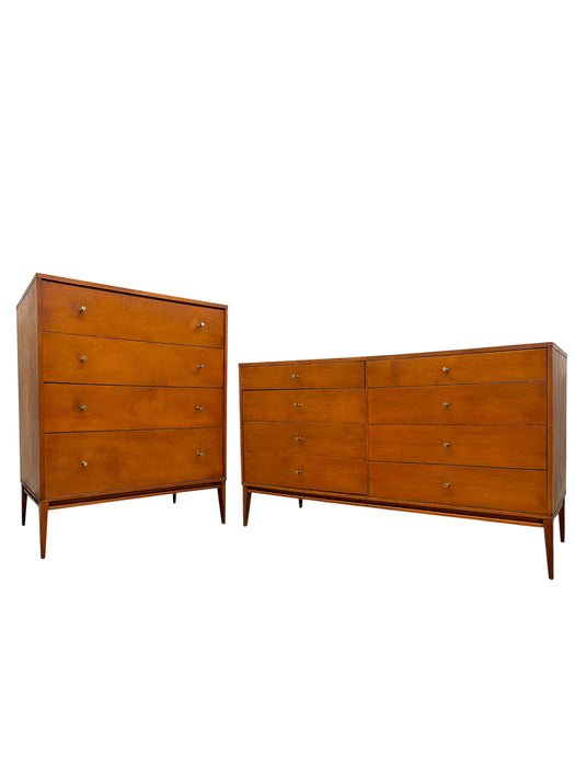 Paul McCobb Planner Group Matching 8-Drawer Dresser & Tall Chest for Winchendon Furniture - Mid-Century Modern Bedroom Storage Set
