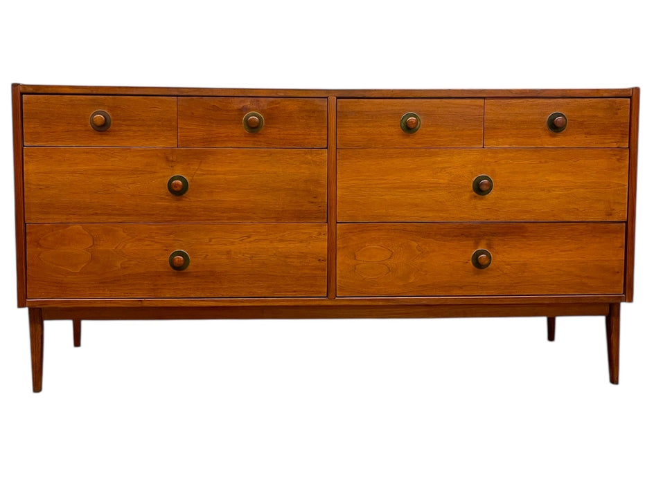 Mid-Century Modern Matching Dresser Set Attributed to John Van Koert for Drexel - 5-Drawer Highboy + 8-Drawer Lowboy
