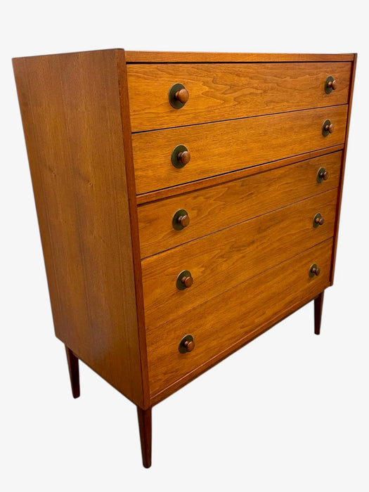 Mid-Century Modern Matching Dresser Set Attributed to John Van Koert for Drexel - 5-Drawer Highboy + 8-Drawer Lowboy