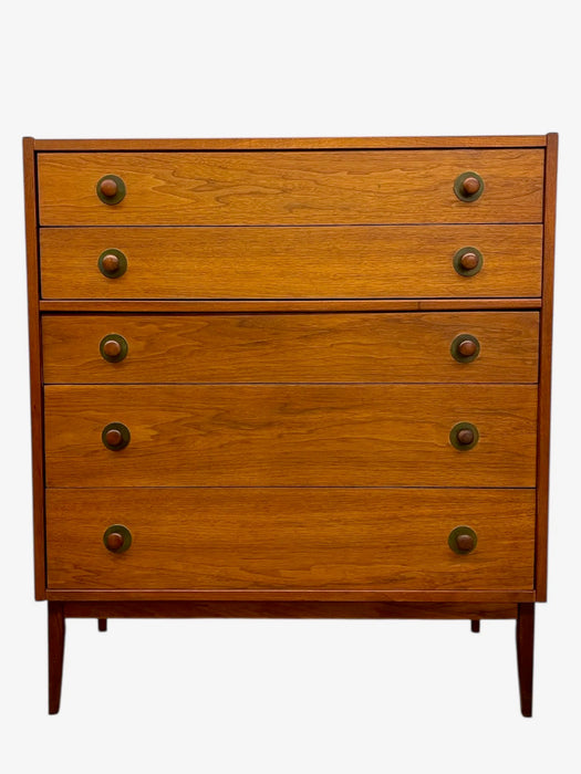Mid-Century Modern Matching Dresser Set Attributed to John Van Koert for Drexel - 5-Drawer Highboy + 8-Drawer Lowboy