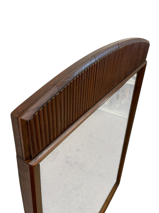 Mid-Century Modern Wall Mirror by Lane Furniture with Ribbed Crest