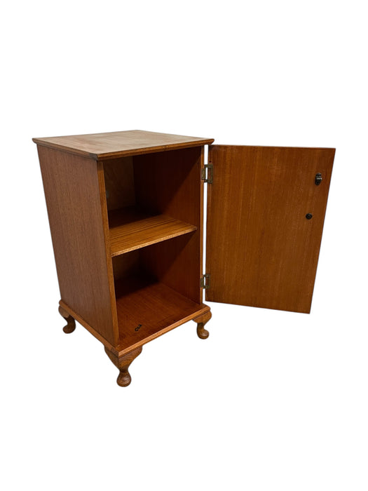 French Style Bedside Cabinet or Nightstand with Figured Door, Interior Shelf, and Cabriole Legs