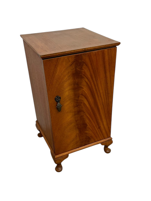 French Style Bedside Cabinet or Nightstand with Figured Door, Interior Shelf, and Cabriole Legs