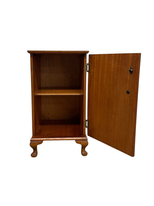 French Style Bedside Cabinet or Nightstand with Figured Door, Interior Shelf, and Cabriole Legs