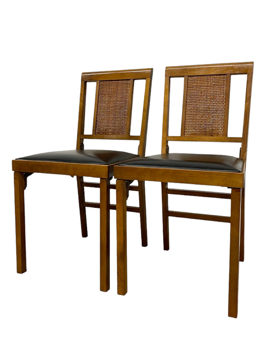 Mid-Century Modern Folding Chairs by Leg-O-Matic, Set of 2 with Cane Backs
