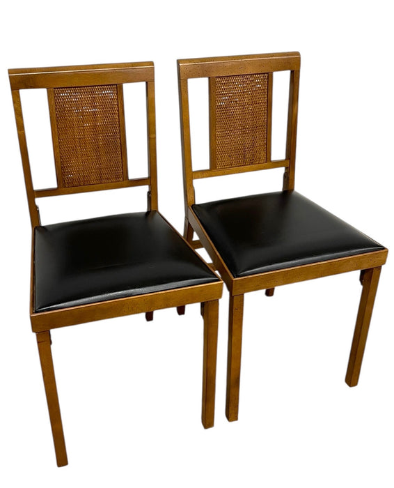 Mid-Century Modern Folding Chairs by Leg-O-Matic, Set of 2 with Cane Backs