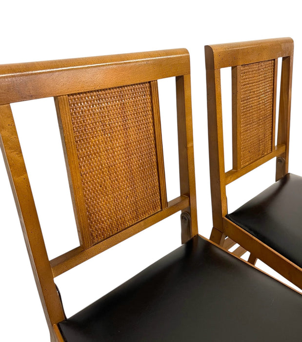 Mid-Century Modern Folding Chairs by Leg-O-Matic, Set of 2 with Cane Backs
