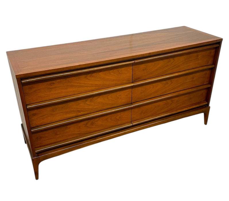 Vintage Mid Century Modern Solid Walnut Credenza by Lane Rhythm line Dovetail Drawers.
