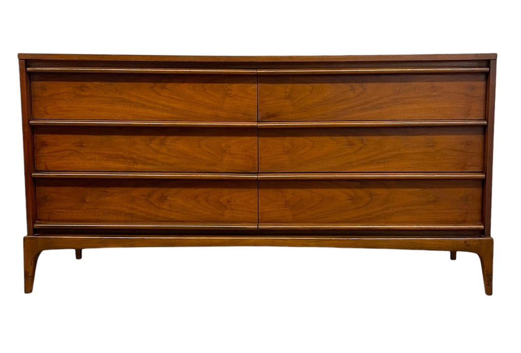 Vintage Mid Century Modern Solid Walnut Credenza by Lane Rhythm line Dovetail Drawers.