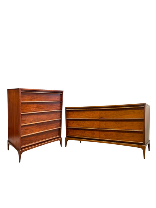 mid century modern credenza dresser Mid-Century Modern Credenza with Brass Accent Pulls, c.1960s