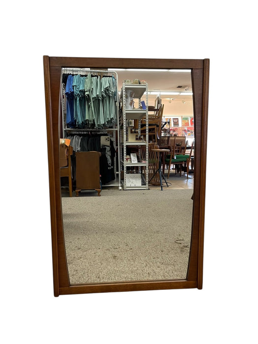 Mid-Century Modern Framed Wall Mirror with Sculpted Wood Frame