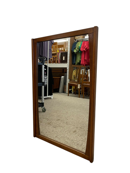 Mid-Century Modern Framed Wall Mirror with Sculpted Wood Frame