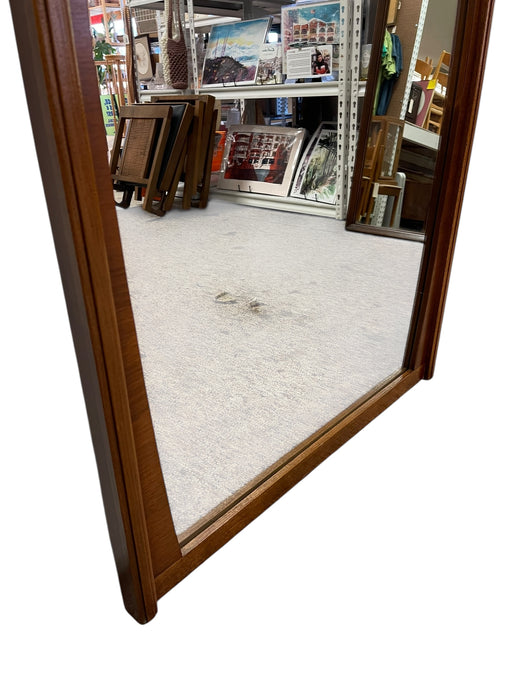 Mid-Century Modern Framed Wall Mirror with Sculpted Wood Frame