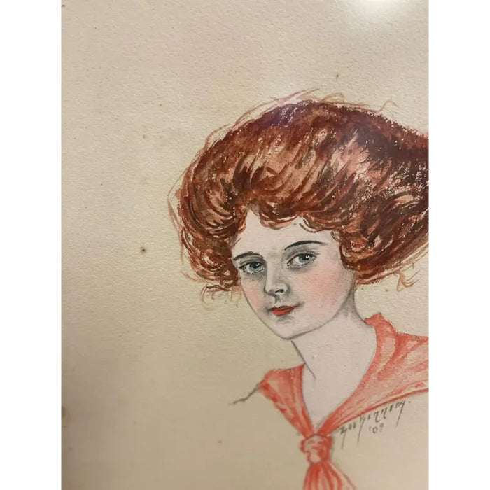Vintage Set of 4 Illustrations Signed Zoe Kennedy From 1909