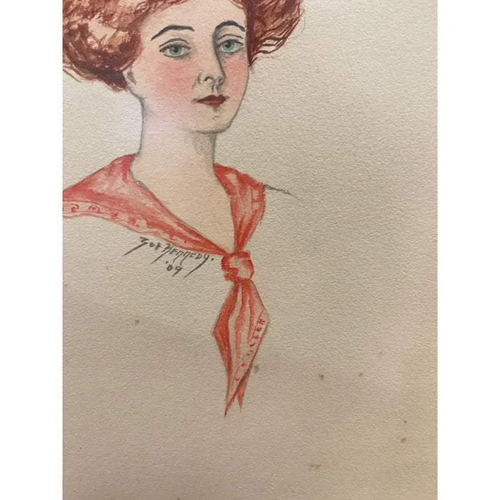 Vintage Set of 4 Illustrations Signed Zoe Kennedy From 1909