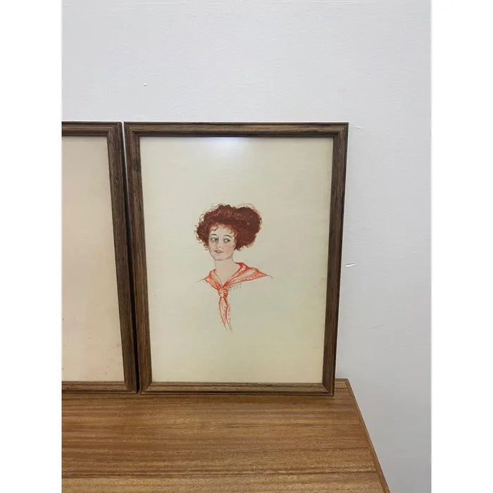 Vintage Set of 4 Illustrations Signed Zoe Kennedy From 1909