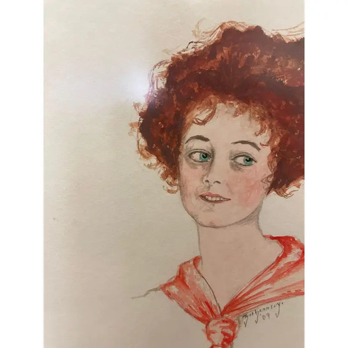 Vintage Set of 4 Illustrations Signed Zoe Kennedy From 1909