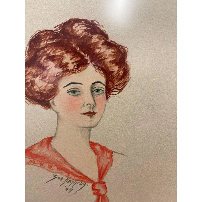 Vintage Set of 4 Illustrations Signed Zoe Kennedy From 1909