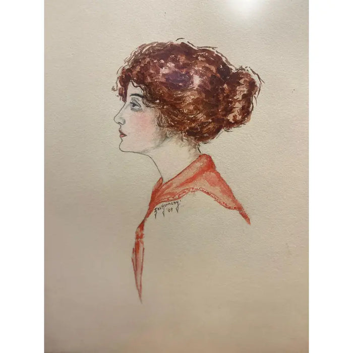 Vintage Set of 4 Illustrations Signed Zoe Kennedy From 1909