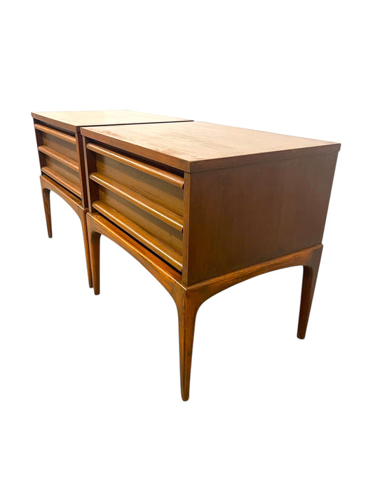 Pair of Mid-Century Modern Walnut End Tables by Lane Furniture Rhythm Collection