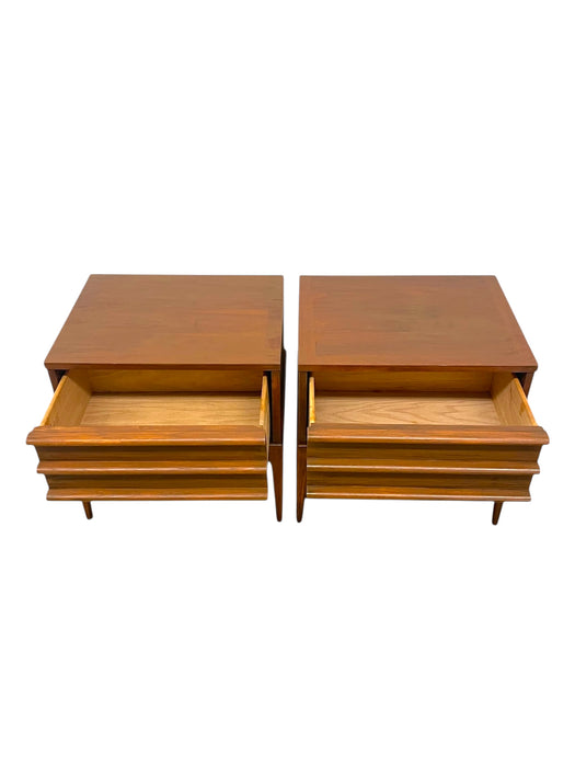 Pair of Mid-Century Modern Walnut End Tables by Lane Furniture Rhythm Collection