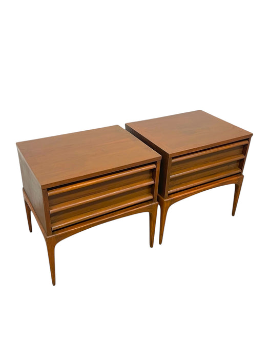 Pair of Mid-Century Modern Walnut End Tables by Lane Furniture Rhythm Collection