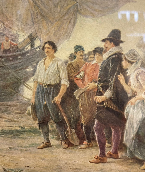 Vintage Framed The Abduction of Pocahontas Print After J.L.G. Ferris, Historical Colonial Wall Art.