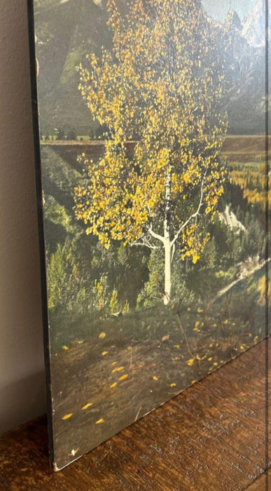 Vintage Mountain Landscape Photographic Print on Board, Autumn Scenic Wall Art.