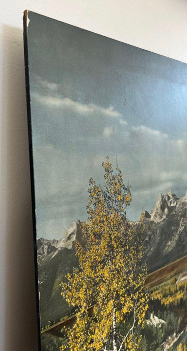 Vintage Mountain Landscape Photographic Print on Board, Autumn Scenic Wall Art.