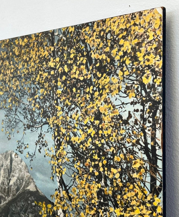 Vintage Mountain Landscape Photographic Print on Board, Autumn Scenic Wall Art.