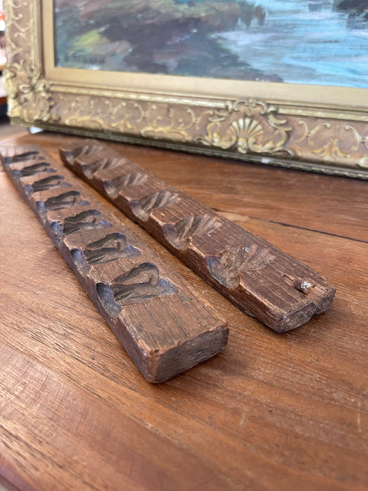 Likely Antique Dutch Carved Wood Molding Samples with Botanical Motifs, Set of Two from Kunsthandel De Luifel Hilversum.