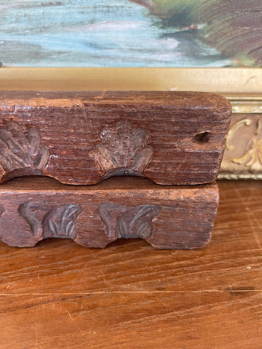 Likely Antique Dutch Carved Wood Molding Samples with Botanical Motifs, Set of Two from Kunsthandel De Luifel Hilversum.