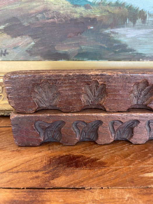 Likely Antique Dutch Carved Wood Molding Samples with Botanical Motifs, Set of Two from Kunsthandel De Luifel Hilversum.