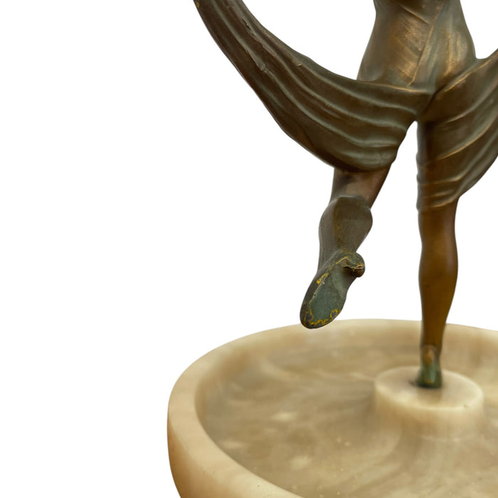 Art Deco Style Figural Dancer Sculpture with Marble Dish.