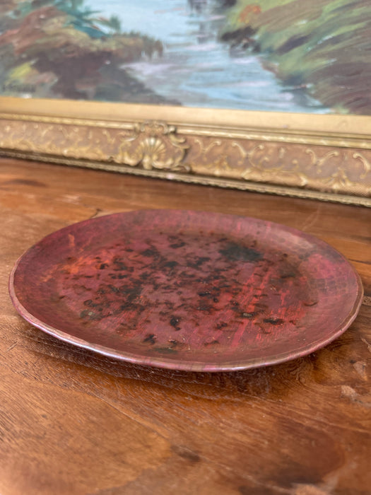 Vintage Hand-Hammered Copper Plate with Patina.