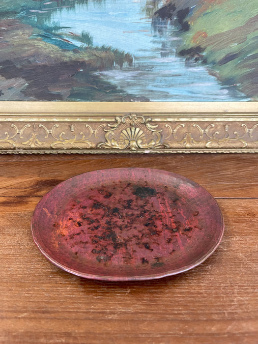 Vintage Hand-Hammered Copper Plate with Patina.