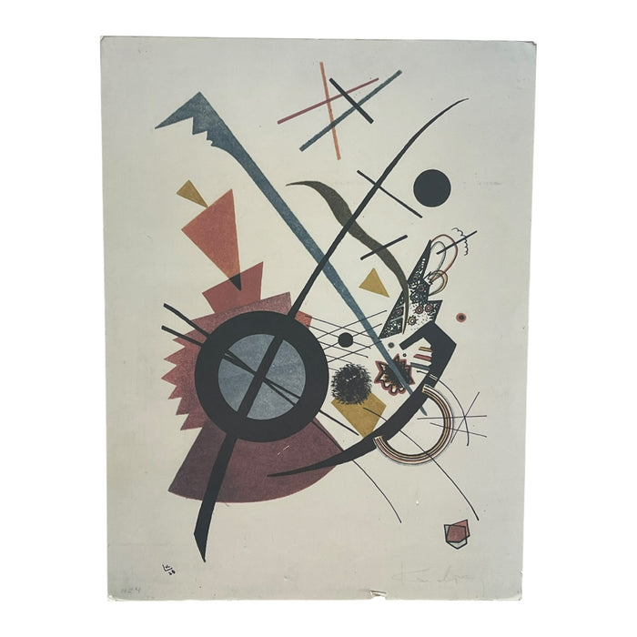 Vintage Abstract Geometric Composition Print After Wassily Kandinsky, Signed and Numbered.