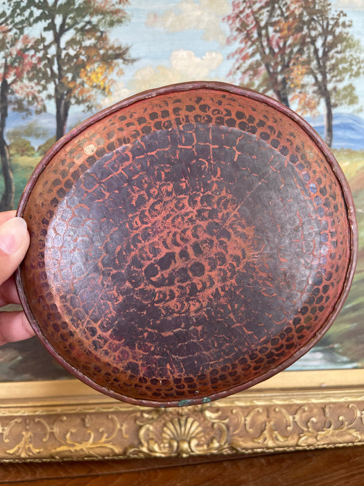 Vintage Hand-Hammered Copper Plate with Patina.
