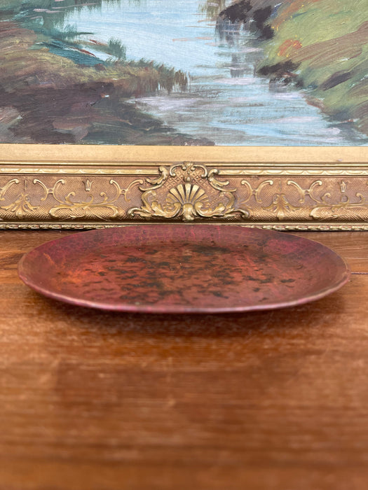 Vintage Hand-Hammered Copper Plate with Patina.