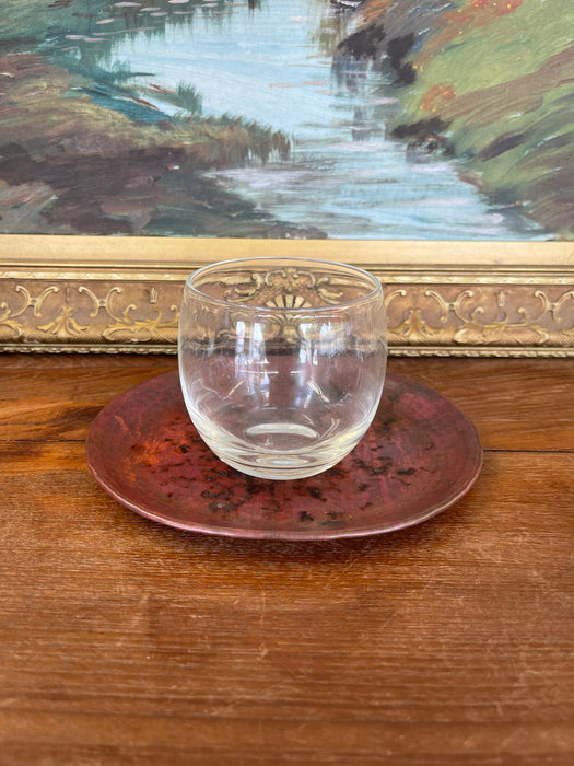 Vintage Hand-Hammered Copper Plate with Patina.