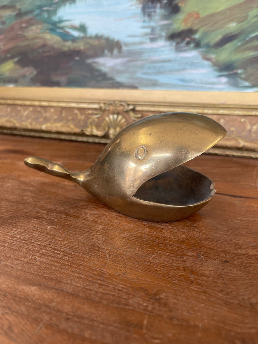 Mid-20th Century Solid Brass Toned Whale-Shaped Novelty Ashtray or Trinket Holder